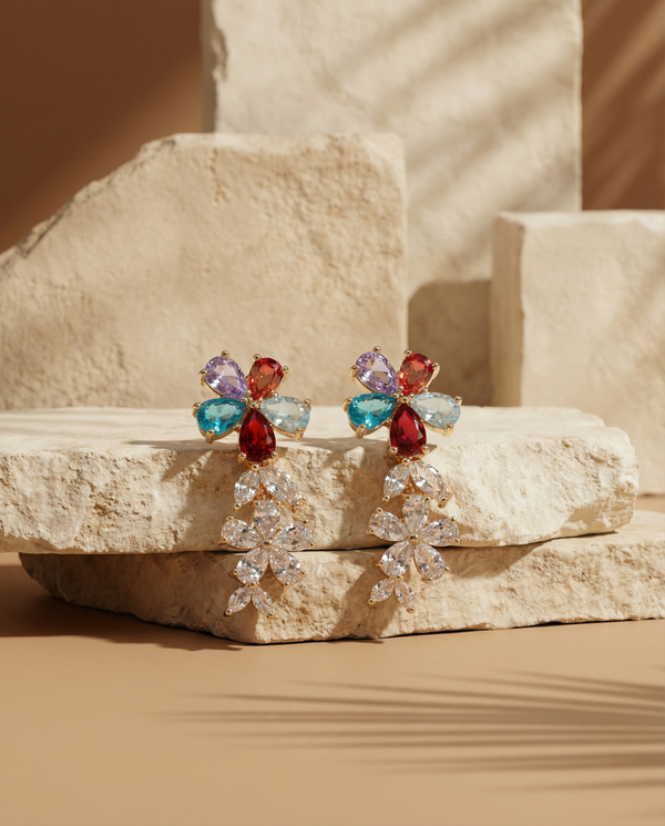 Set Camila detalle aretes oro laminado Las Marujas