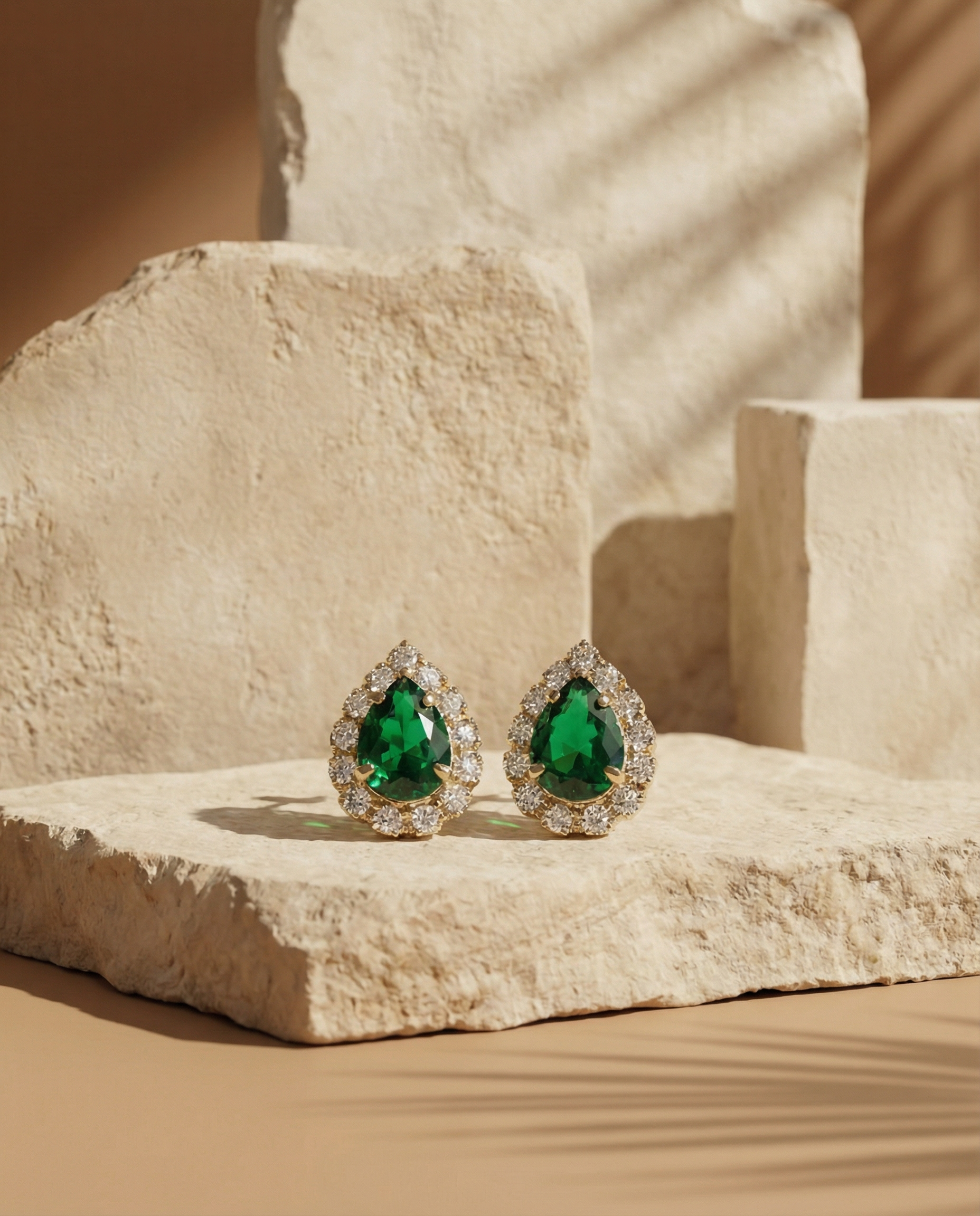 Set Esmeralda detalle aretes oro laminado Las Marujas